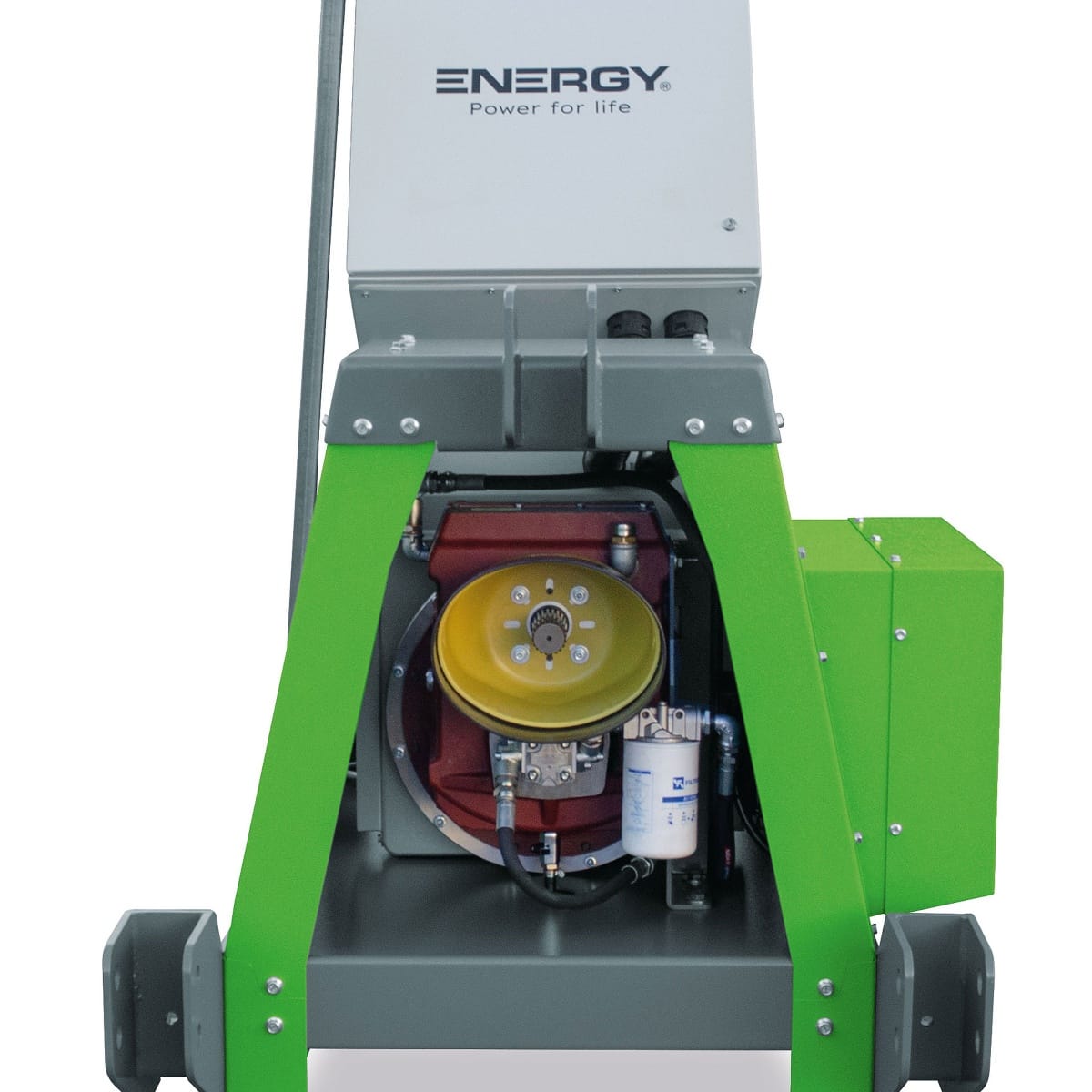 ENERGY Zapfwellengenerator 160kVA EY-160TCS-AVR in grün und grau, mit sichtbarem Motor und Zubehörteilen. Robuste Konstruktion für Haus- und Feldbetrieb.