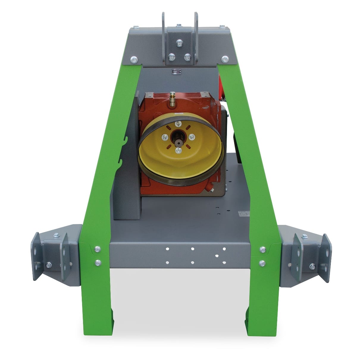 ENERGY Zapfwellengenerator 60kVA / 48kW EY-60TCS-AVR in grüner und grauer Ausführung, Frontansicht mit gelbem Antrieb und robustem Rahmen.